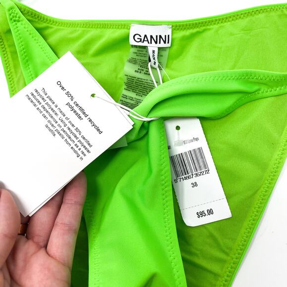 GANNI Solid Lime Green String Tie Bikini Bottoms - Picture 5 of 7
